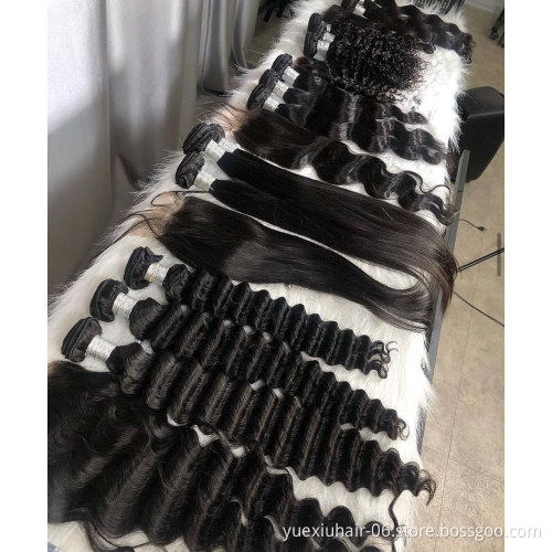 40INCH Straight Human Hair Bundles Indian Cuticle Aligned High Quality Hair Extensions Virgin Hair Vendor 5x5 13x4 HD Frontal